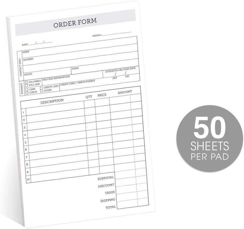 SBlabels Simply Classic 2-Part Carbonless Order Form Pad / 50 Sets / 5.5" x 8.5" Carbon Copy Purchase Sales Receipt Book - Image 2